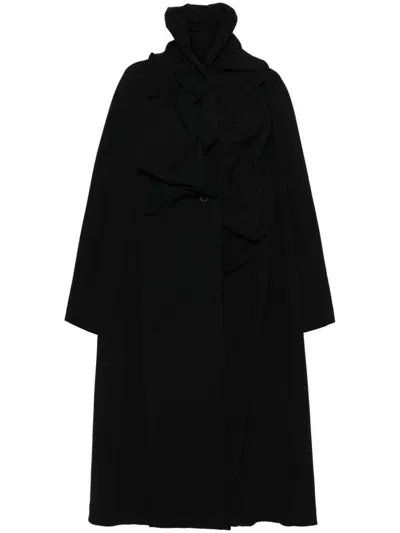 Rundholz Draped-detail Coat In Black