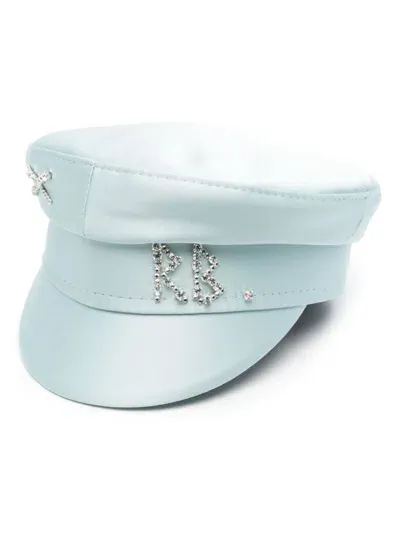 Ruslan Baginskiy Crystal-appliqués Satin Breton Hat In Blue