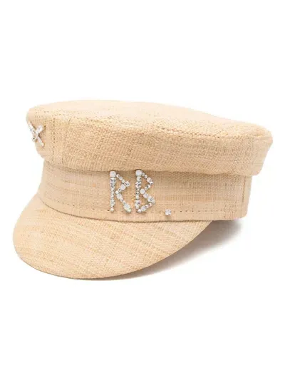 Ruslan Baginskiy Baker Boy Straw Cap In Beige