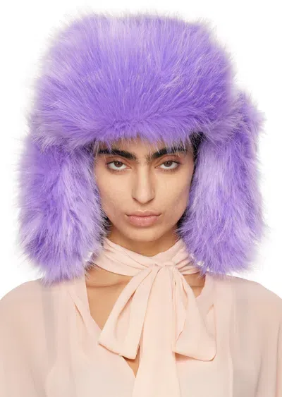 Ruslan Baginskiy Purple Faux-fur Aviator Hat