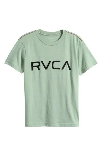 Rvca Kids' Big Logo Cotton Graphic T-shirt In Granite Green