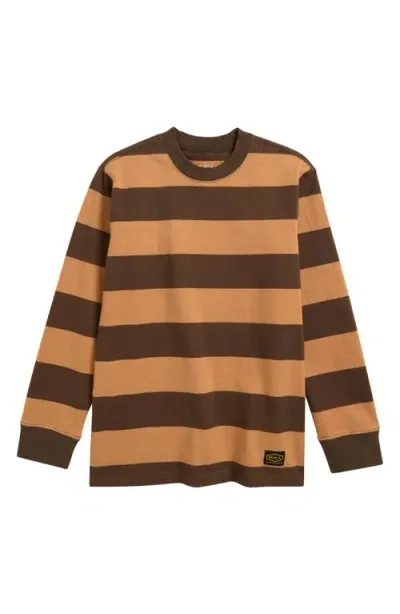 Rvca Kids' Chainmail Stripe Long Sleeve T-shirt In Camel