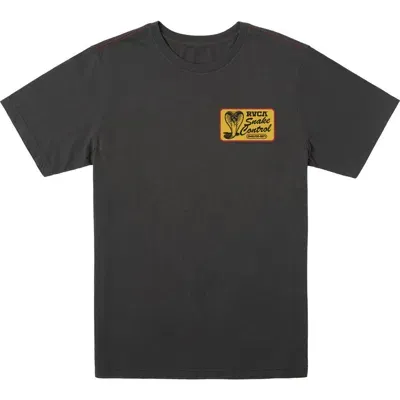 Rvca Kids' Cobra Service Cotton Graphic T-shirt In Pirate Black