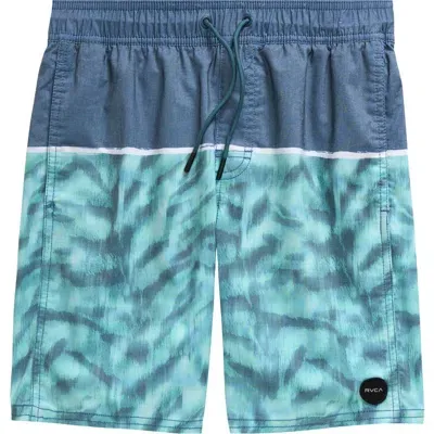 Rvca Kids' County Swim Trunks In Duck Blue