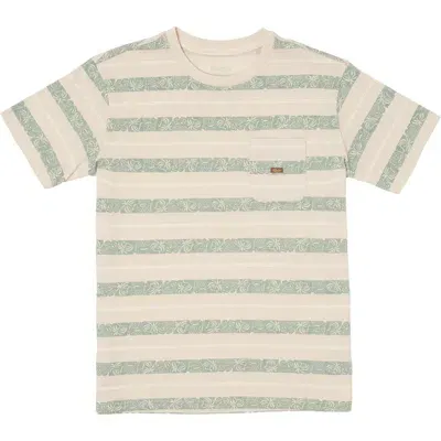 Rvca Kids' Exotica Stripe Cotton T-shirt In Latte