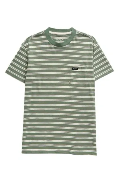 Rvca Kids' Magnolia Stripe Cotton T-shirt In Jade Stripe