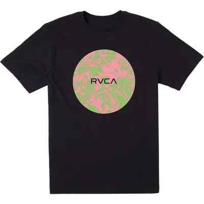 Rvca Kids' Motors Cotton Graphic T-shirt In Black