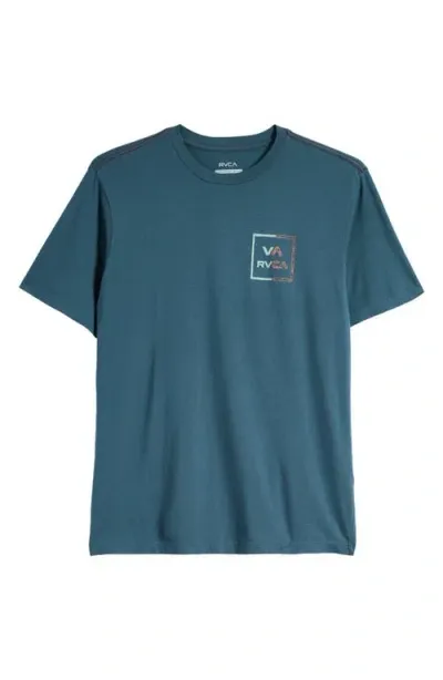 Rvca Va All The Way Cotton Graphic T-shirt In Duck Blue