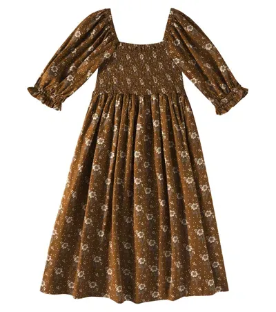 Rylee + Cru Kids' Adelaide Linen And Cotton Dress In Brown