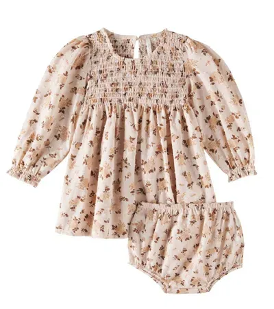 Rylee + Cru Baby Capri Shirred Floral Cotton Dress In Pink