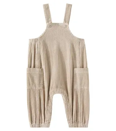 Rylee + Cru Baby Cotton Corduroy Overalls In Beige