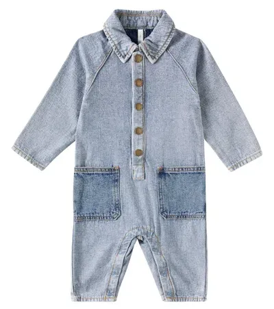 Rylee + Cru Baby Denim Jumpsuit In Light-blue