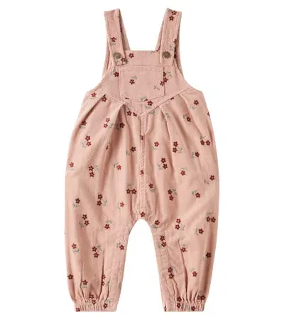 Rylee + Cru Baby Embroidered Cotton Overalls In Rose