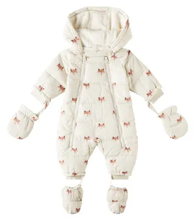 Rylee + Cru Baby Fox Printed Snowsuit In Stone