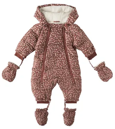 Rylee + Cru Baby Rosette Printed Snowsuit In Brown