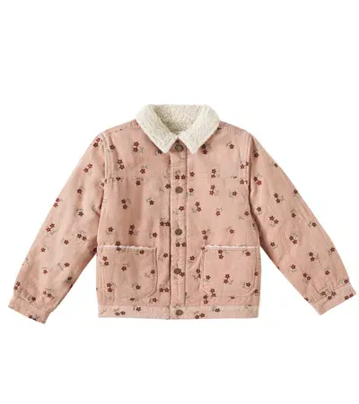 Rylee + Cru Kids' Blossom Embroidered Corduroy Jacket In Pink