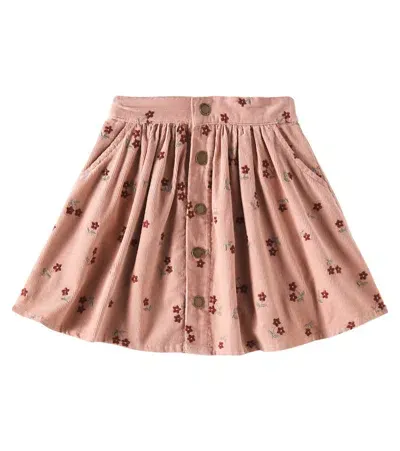 Rylee + Cru Kids' Blossom Embroidered Cotton Skirt In Pink