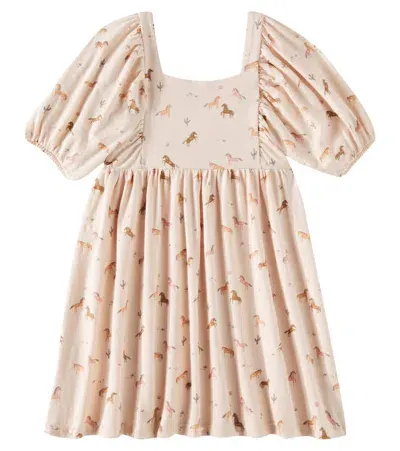 Rylee + Cru Kids' Brea Balloon-sleeve Cotton Dress In Pink