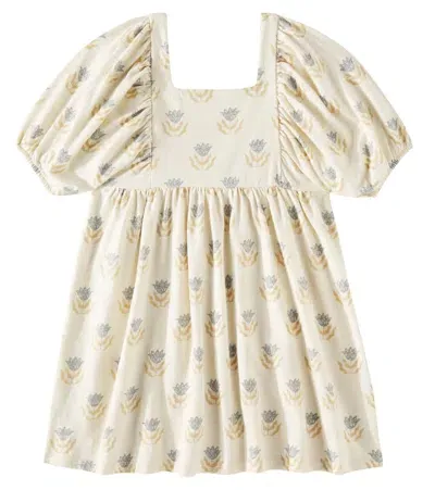 Rylee + Cru Kids' Brea Puff-sleeve Floral Cotton Dress In White