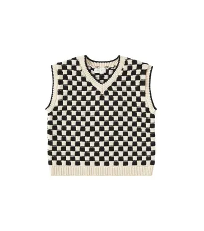 Rylee + Cru Kids' Checked Cotton-blend Vest In Ivory