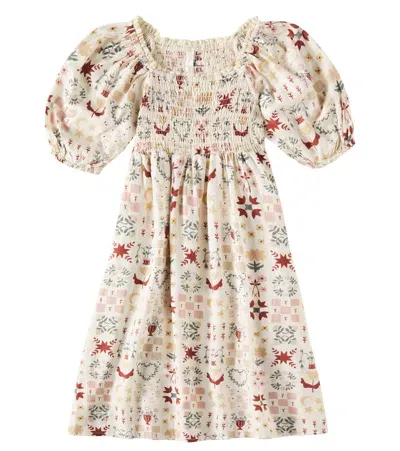 Rylee + Cru Kids' Della Balloon-sleeve Linen-blend Dress In Natural