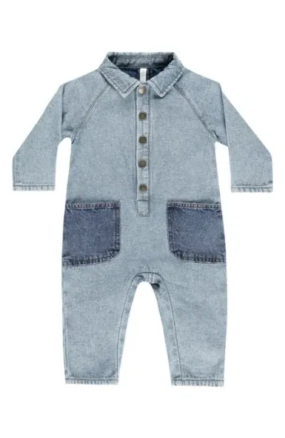 Rylee + Cru Babies'  Denim Romper In Light-blue