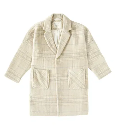 Rylee + Cru Kids' Longline Checked Coat In Beige