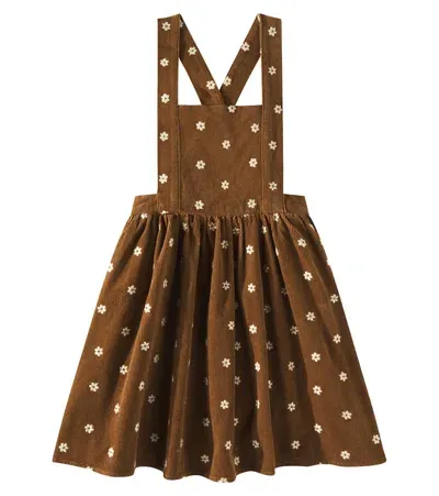 Rylee + Cru Kids' Pinafore Cotton Corduroy Dress In Brown