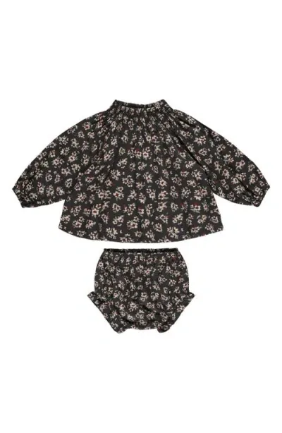 Rylee + Cru Babies'  Quincy Floral T-shirt & Bloomers Set In Black