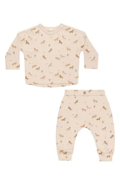 Rylee + Cru Babies'  Relaxed Fit Cotton T-shirt & Sweatpants Set In Shell