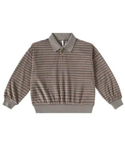 Rylee + Cru Kids' Striped Cotton-blend Polo Sweater In Laurel