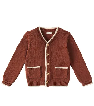 Rylee + Cru Kids' Wynn Cotton-blend Cardigan In Brick