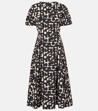 's Max Mara Callas Printed Cotton Poplin Midi Dress In White