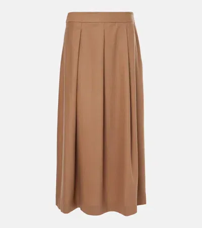 's Max Mara Caterina Pleated Wool Midi Skirt In Brown