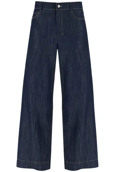 's Max Mara Cropped Chambray Pants In In Blue