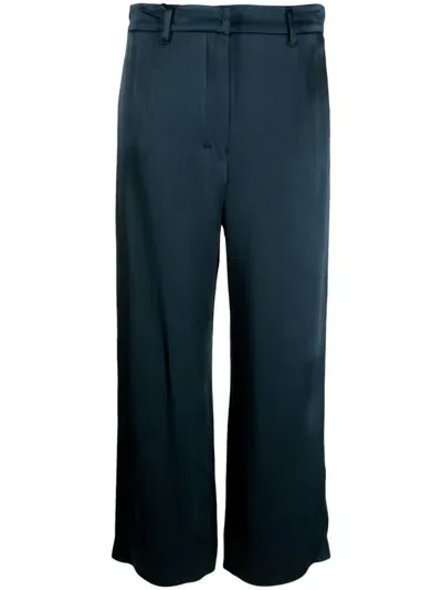 's Max Mara Cropped Straight-leg Satin Trousers In Blue