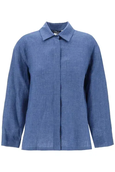 's Max Mara Kasia Linen Shirt In Canvas Fabric In Blue