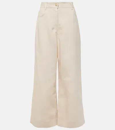 's Max Mara Lapo High-rise Linen Wide-leg Pants In Neutrals