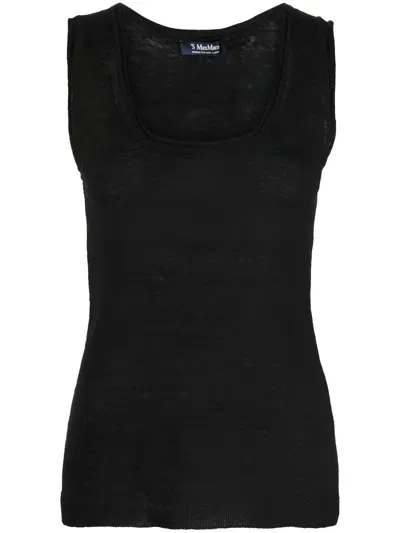 's Max Mara Linen Fine-knit Top In Black