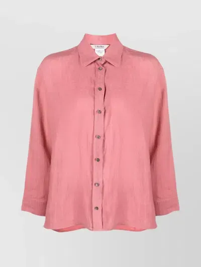 's Max Mara Long-sleeve Linen Shirt In Pink