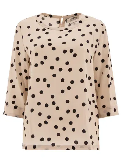 's Max Mara All-over Dot Printed Crewneck Top In Beige