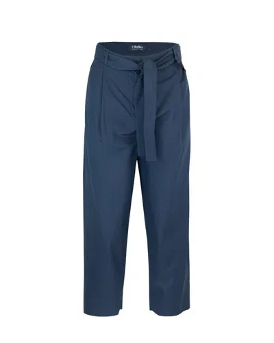 's Max Mara Belted Straight Leg Pants S Max Mara In Blue