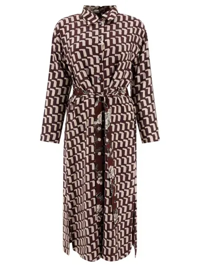 's Max Mara Micaela Belted Long-sleeved Reversible Dress In Multi