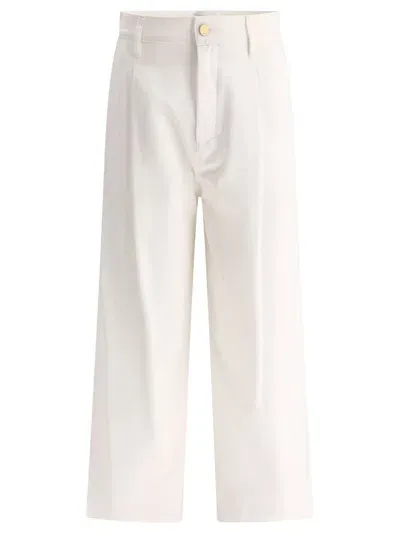 's Max Mara "vincent" Wide-fit Cotton Gabardine Trousers In White