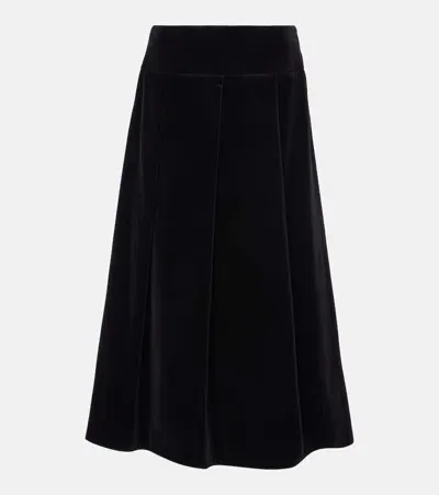 's Max Mara Paraggi Cotton Velvet Midi Skirt In Black