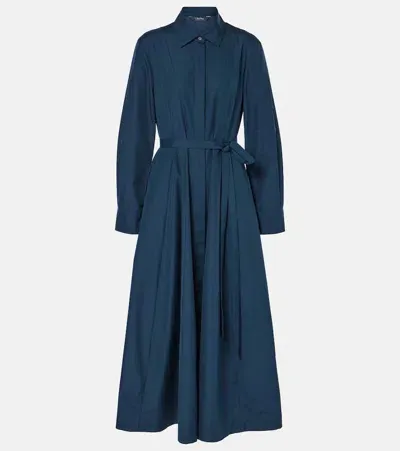 's Max Mara Patty Pleated Cotton Midi Dress In Blue