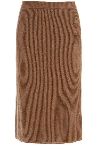 's Max Mara "ribbed Knit Midi Skirt In Brown