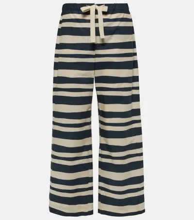 's Max Mara Striped Cotton Poplin Wide-leg Pants In Black