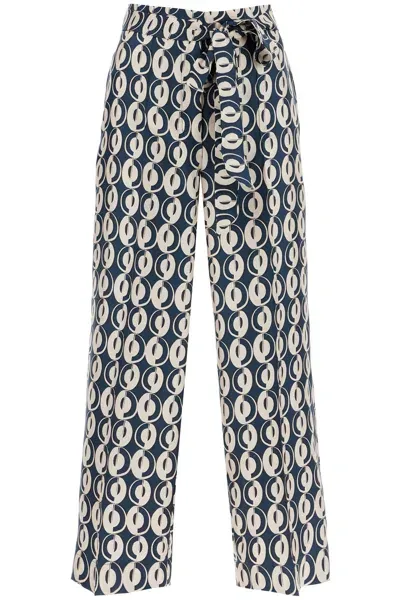 's Max Mara Timeb Cropped Pants In Printed Silk In Blue