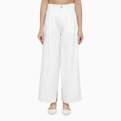 's Max Mara White Cotton Wide Trousers